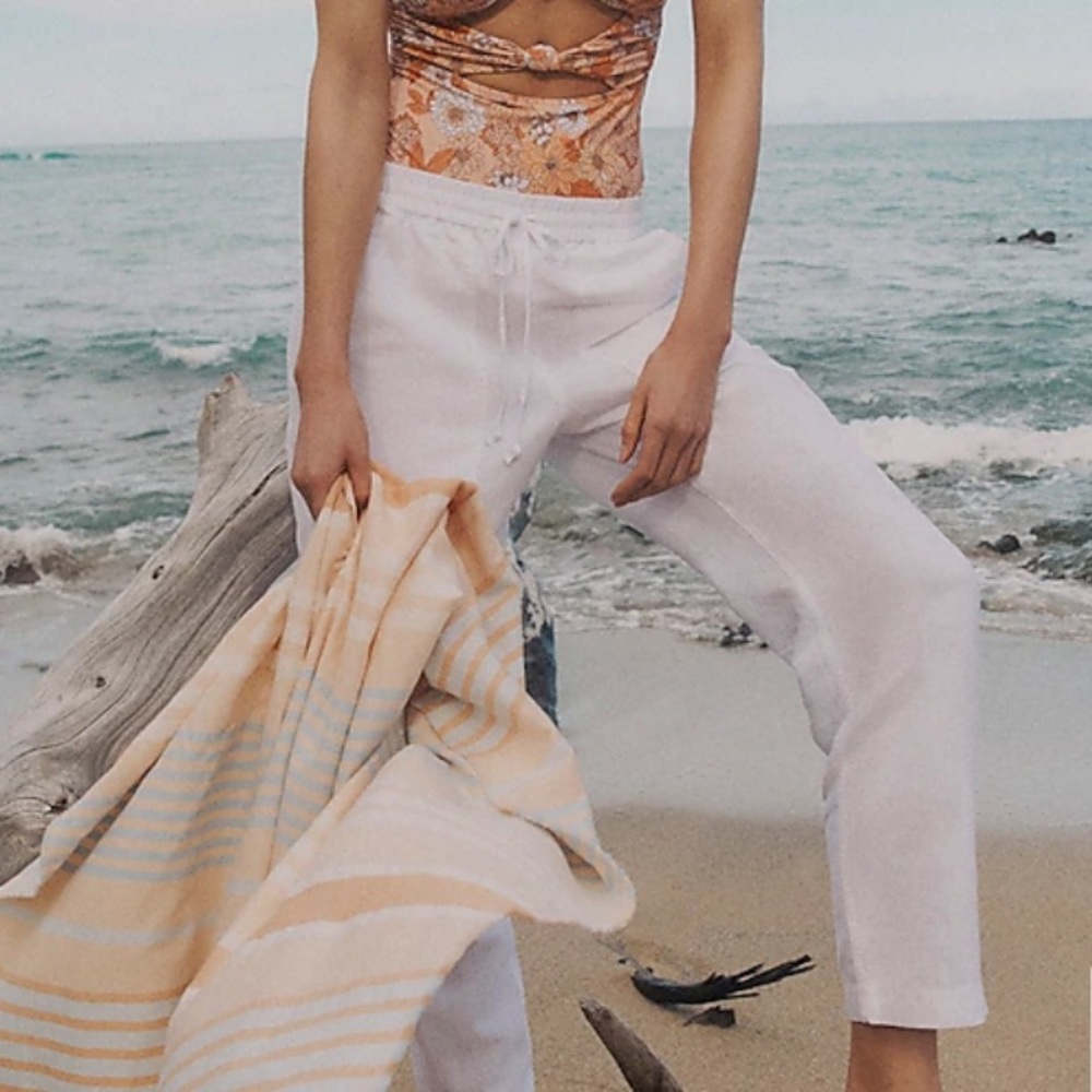 J.Crew Seaside Linen & Cotton Pant White Size 12